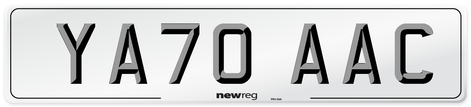 YA70 AAC Number Plate from New Reg